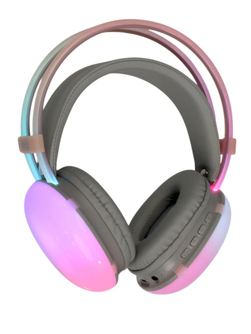 Наушники беспроводные, полноразмерные, Mybit W-33, RGB подсветка, Bluetooth 5.3, 800 мАч, Type-C, RGB подсветка, розовые