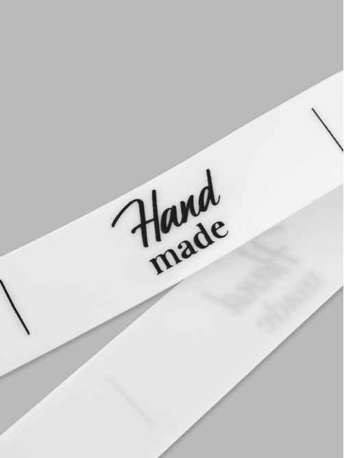Нашивки на ленте Hand made, 5×1.5 см, белые, чёрные
