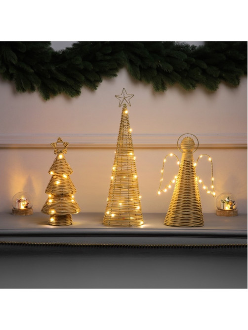 Светодиодная фигура «Ёлочка плетёная», 30×13×13 см, 20 LED, от батареек ААх2, свечение тёплое белое