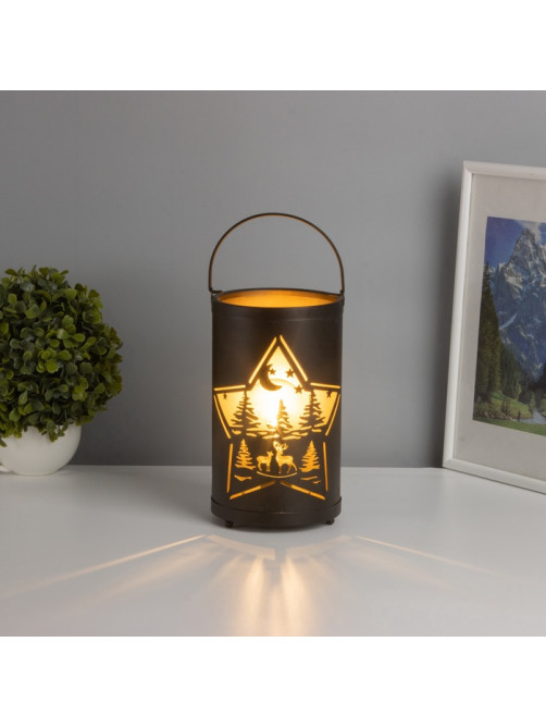 Фигурка светящаяся RISALUX «Ночной лес», LED-ночник, 3×ААА, чёрный, 12×12×20.5 см