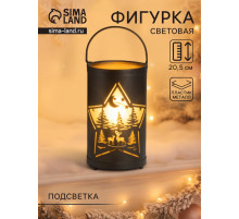 Фигурка светящаяся RISALUX «Ночной лес», LED-ночник, 3×ААА, чёрный, 12×12×20.5 см