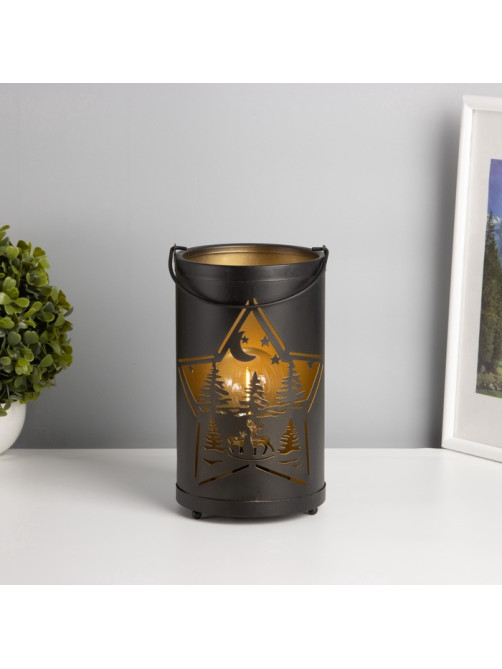Фигурка светящаяся RISALUX «Ночной лес», LED-ночник, 3×ААА, чёрный, 12×12×20.5 см