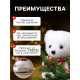 Светодиодная фигура «Медвежонок в бабочке» 9×12×8 см, флок, от батареек CR2032×2, свечение тёплое белое