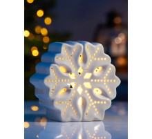 Светодиодная фигура «Снежинка большая», 11×5×11 см, 1 LED, керамика, от батареек LR44×3, тёплый белый свет