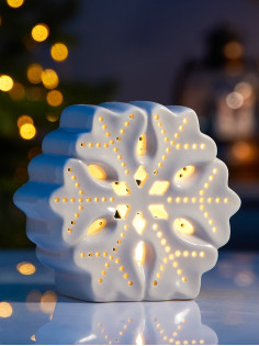 Светодиодная фигура «Снежинка большая», 11×5×11 см, 1 LED, керамика, от батареек LR44×3, тёплый белый свет