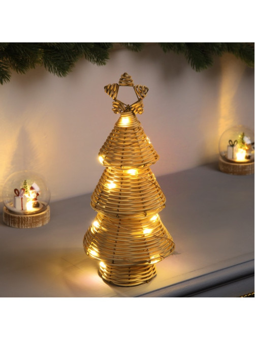 Светодиодная фигура «Ёлочка плетёная», 30×13×13 см, 20 LED, от батареек ААх2, свечение тёплое белое