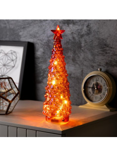 Светодиодная фигура «Ёлка красная», 28×12 см, 10 LED, от батареек АААх2, свечение тёплое белое
