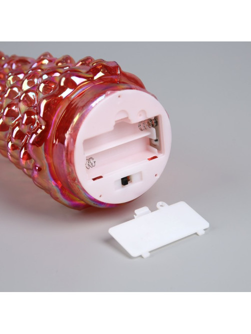 Светодиодная фигура «Ёлка красная», 28×12 см, 10 LED, от батареек АААх2, свечение тёплое белое
