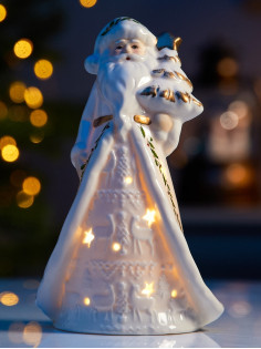 Светодиодная фигура «Дед Мороз в тулупе», 15.7×7.4×5.8 см, 1 LED, керамика, от батареек LR44×3, тёплый белый свет