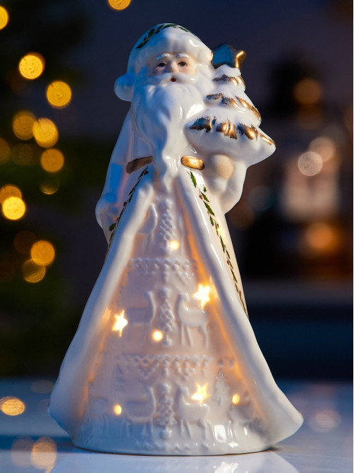 Светодиодная фигура «Дед Мороз в тулупе», 15.7×7.4×5.8 см, 1 LED, керамика, от батареек LR44×3, тёплый белый свет