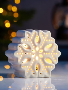 Светодиодная фигура «Снежинка», 9×4.4×8.8 см, 1 LED, керамика, от батареек LR44×3, тёплый белый свет