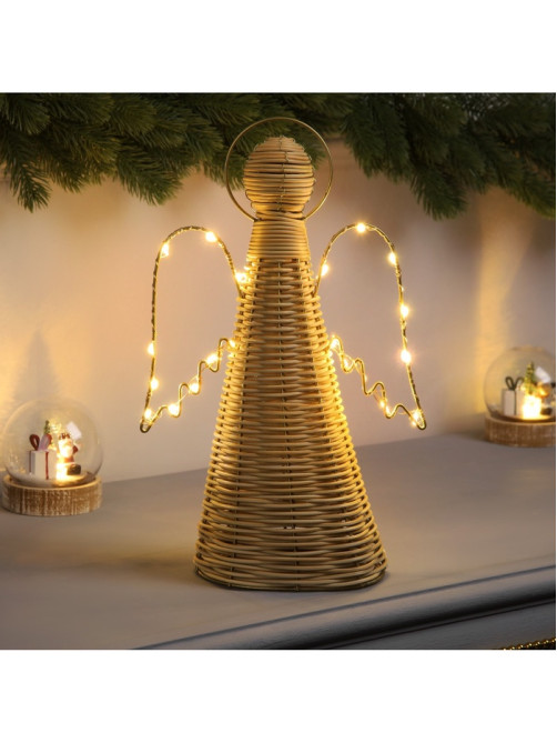 Светодиодная фигура «Ангел плетёный», 32×16×9 см, 20 LED, от батареек ААх2, свечение тёплое белое
