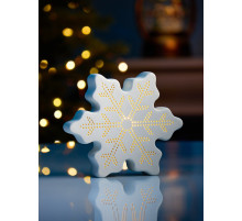 Светодиодная фигура «Снежинка» 13.2×11.6×4 см, 1 LED, керамика, от батареек LR44×2, свечение тёплое белое