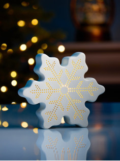 Светодиодная фигура «Снежинка» 13.2×11.6×4 см, 1 LED, керамика, от батареек LR44×2, свечение тёплое белое