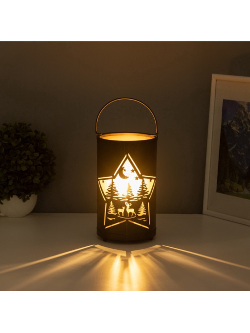 Фигурка светящаяся RISALUX «Ночной лес», LED-ночник, 3×ААА, чёрный, 12×12×20.5 см