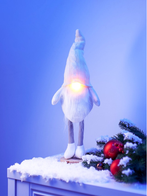 Фигура «Гном в белом» 55 см, текстиль, 1 LED, от батареек AG13×3, свечение тёплое белое