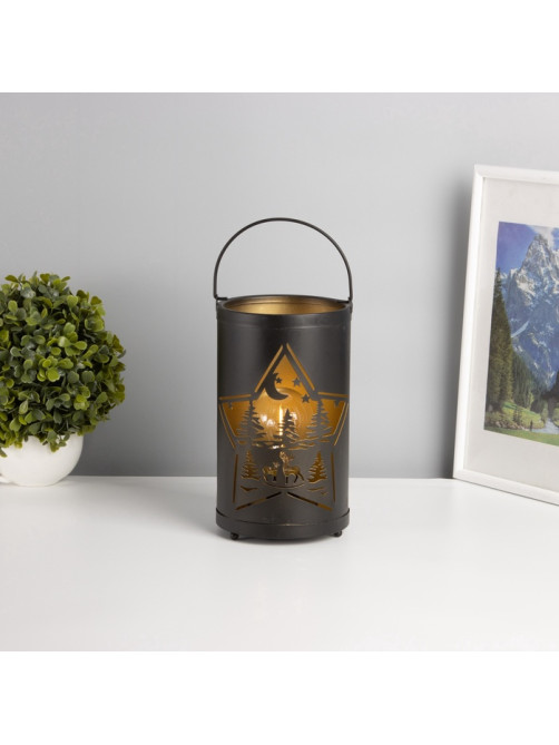 Фигурка светящаяся RISALUX «Ночной лес», LED-ночник, 3×ААА, чёрный, 12×12×20.5 см
