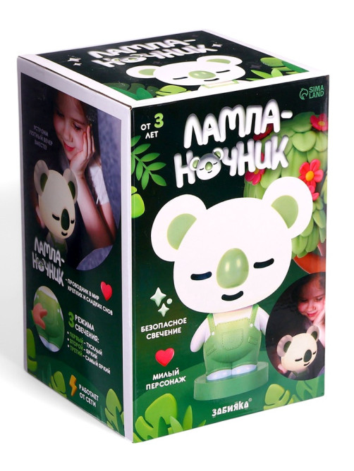 Лампа - ночник ZABIAKA «Коала», световые эффекты, работает от сети, МИКС