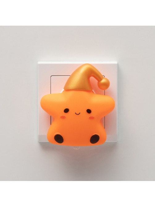 Ночник RISALUX «Звёздочка в колпаке», LED, 1 Вт, 6.5×8×8.5 см, оранжевый