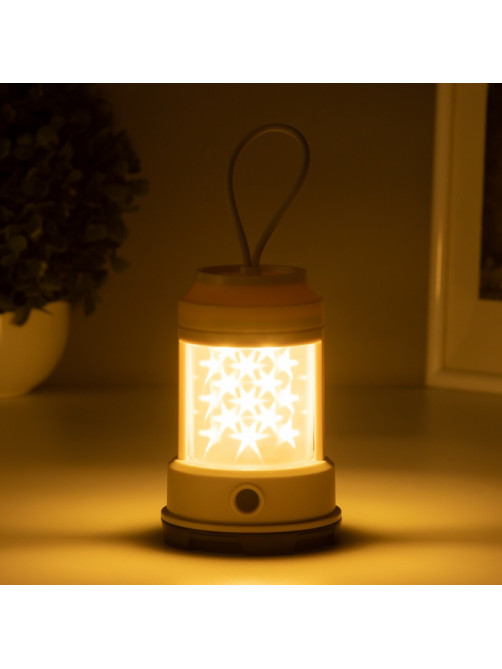Светильник настольный «Звездное небо», 2 Вт, LED, 3хАА, бежевый, 8×8×13 см