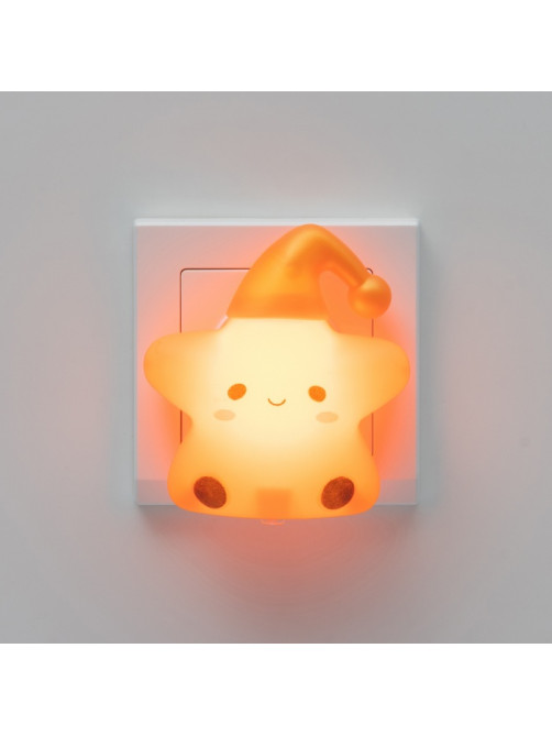Ночник RISALUX «Звёздочка в колпаке», LED, 1 Вт, 6.5×8×8.5 см, оранжевый