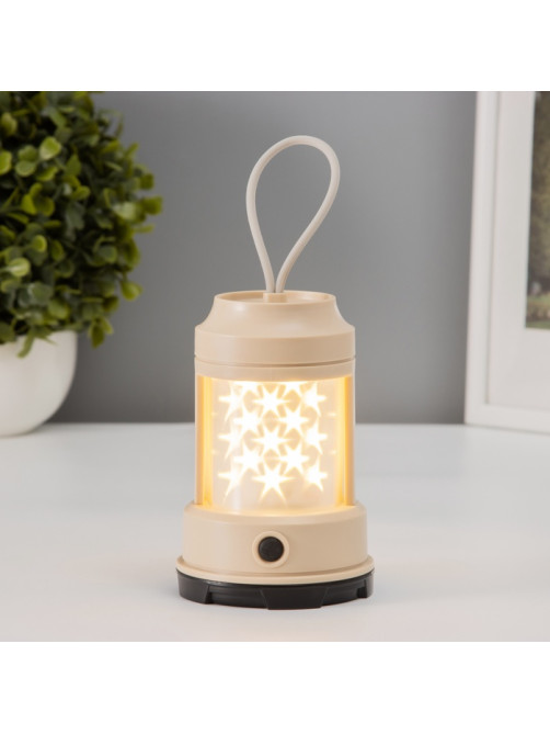 Светильник настольный «Звездное небо», 2 Вт, LED, 3хАА, бежевый, 8×8×13 см