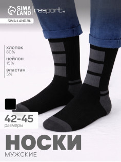 Носки мужские спортивные утеплённые Resport, размер 42-45, чёрные