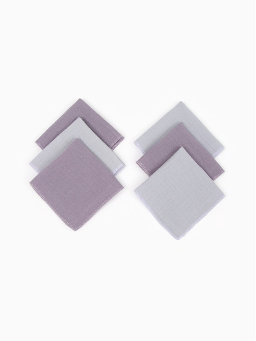 Платки носовые детские «Крошка Я» Deep grey, 20×20 см, набор 6 шт., муслин, 100 % хлопок, серые