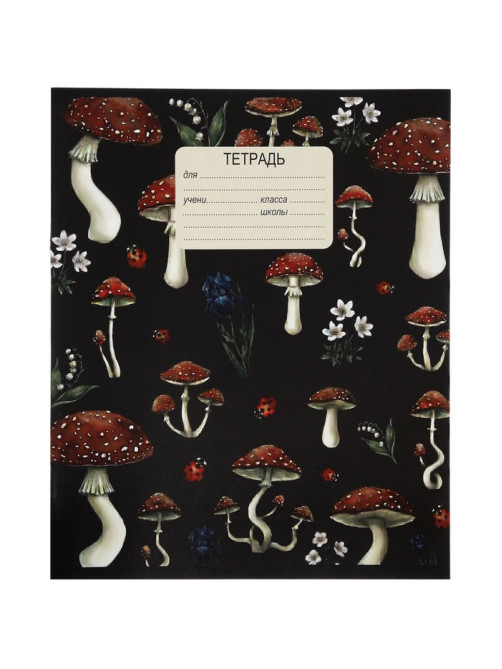 Тетрадь 12 листов в клетку Calligrata «Грибы», блок офсет, 5 В МИКС