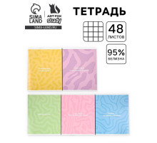 Тетрадь в клетку, 48 л., А5, на скрепке, блок №1 «Радость» МИКС