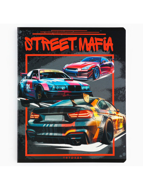 Тетрадь в клетку, 48 л., А5, на скрепке, блок №1, Street race, МИКС