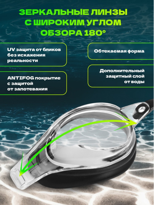 Очки для плавания ONLYTOP, набор носовых перемычек, чёрные