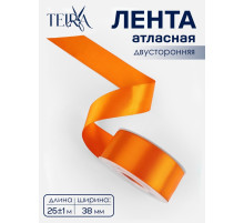 Лента атласная TEIRA, двухсторонняя, 38 мм, 25±1 м, ярко-оранжевый №751