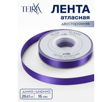 Лента атласная TEIRA, двухсторонняя, 15 мм, 25±1 м, фиолетовая №0470