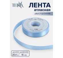 Лента атласная TEIRA, двухсторонняя, 15 мм, 25±1 м, светло-голубая №332