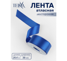 Лента атласная TEIRA, двухсторонняя, 38 мм, 25±1 м, синяя №0329