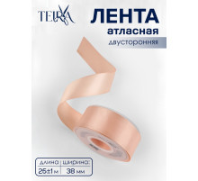 Лента атласная TEIRA, двухсторонняя, 38 мм, 25±1 м, бежевая №0714