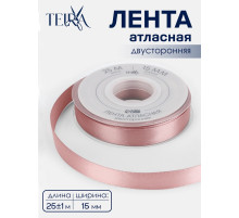 Лента атласная TEIRA, двухсторонняя, 15 мм, 25±1 м, нежно-розовая №164
