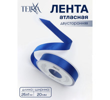 Лента атласная TEIRA, двухсторонняя, 20 мм, 25±1 м, синяя №0329