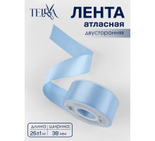 Лента атласная TEIRA, двухсторонняя, 38 мм, 25±1 м, светло-голубой №332