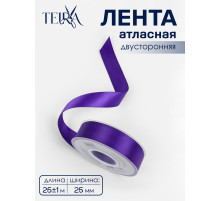 Лента атласная TEIRA, двухсторонняя, 25 мм, 25±1 м, фиолетовая №0470