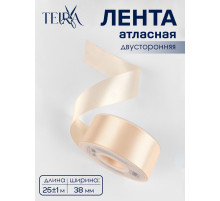 Лента атласная TEIRA, двухсторонняя, 38 мм, 25±1 м, светло-бежевая №112