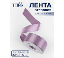 Лента атласная TEIRA, двухсторонняя, 38 мм, 25±1 м, сиреневая №0434
