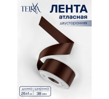 Лента атласная TEIRA, двухсторонняя, 38 мм, 25±1 м, коричневая №330