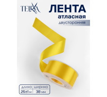 Лента атласная TEIRA, двухсторонняя, 38 мм, 25±1 м, жёлтая №0645