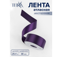 Лента атласная TEIRA, двухсторонняя, 38 мм, 25±1 м, фиолетовая №476