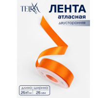 Лента атласная TEIRA, двухсторонняя, 25 мм, 25±1 м, оранжевая №751