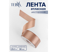 Лента атласная TEIRA, двухсторонняя, 38 мм, 25±1 м, бежевая №812