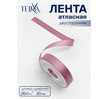 Лента атласная TEIRA, двухсторонняя, 20 мм, 25±1 м, розовая №165