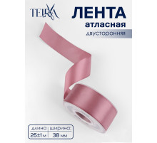 Лента атласная TEIRA, двухсторонняя, 38 мм, 25±1 м, тёмно-розовая №165